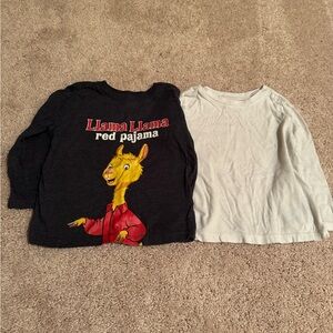 Old Navy Kids Llama Llama Ted Pajama Long Sleeve Tees - Navy and White